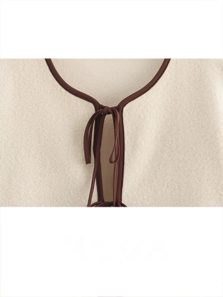 HH 2025 المرأة الربيع موضة مخطط الدانتيل مضمد رقيقة خمر الجولة الرقبة طويلة الأكمام المرأة الشارع سترة غير رسمية Y2K #3