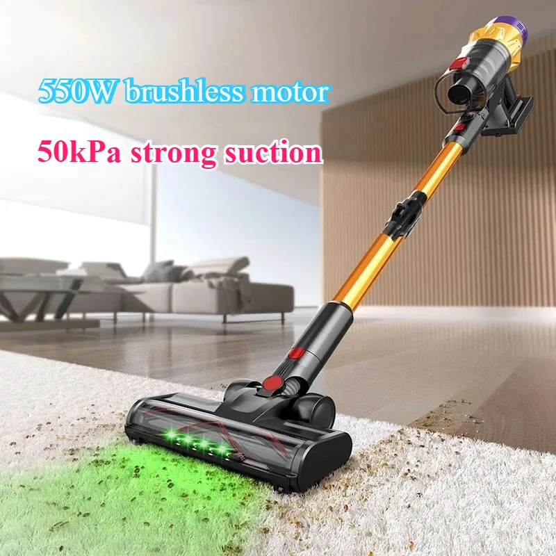 ASHLV 50kPa 무선 핸드 헬드 진공 청소기 강력한 흡입 550W 브러시리스 모터 스마트 터치 디스플레이 접이식 막대 3 전원 모드