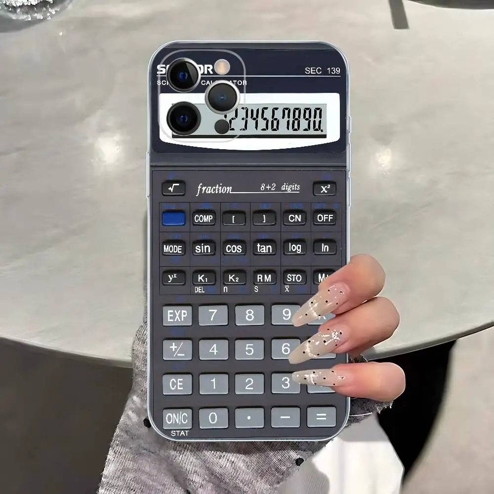 Funny Stylish Calculator Pattern Transparent Phone Case for iPhone 17 Air 16 Pro Max 15 14 13 12 11Plus Shockproof Cover