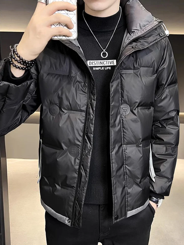 

Мужская зимняя утепленная куртка с капюшоном, повседневная, однотонная, из пуха, молодежная, свободного кроя, модная, городская, из полиэфирного волокна