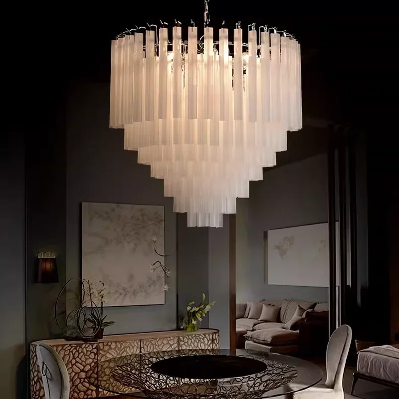 Post Modern Living Room Pendant Chandelier Simple Art Luxury Dining Room Frosted Glass Pendant Lamp Designer Model Room Lamp