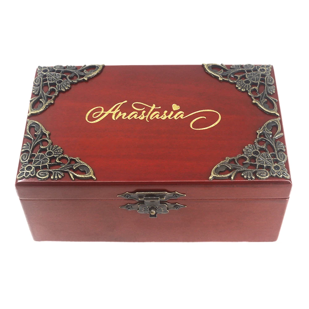 SOFTALK Once Upon a December Red box rectangular customizable music box for birthday, Christmas, and Valentine's Day gifts