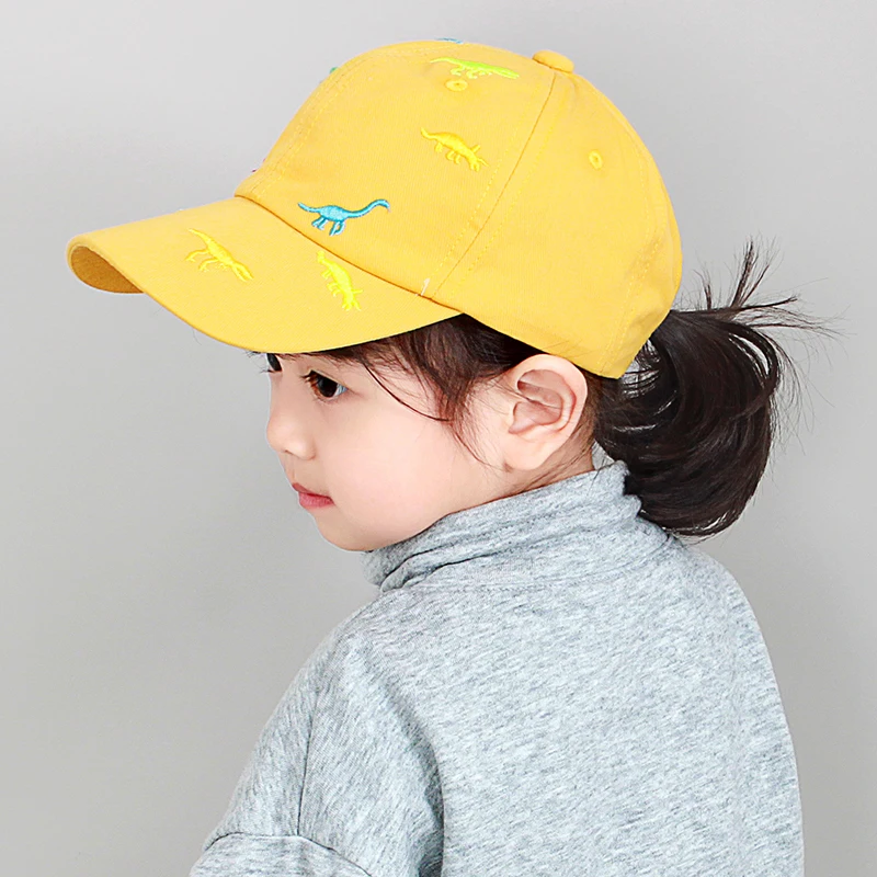 Toddler Baseball Cap Baby Cap Sun hat Print Dinosaur Pattern and Solid Color hat Kids boy Girl Age 1-4Y