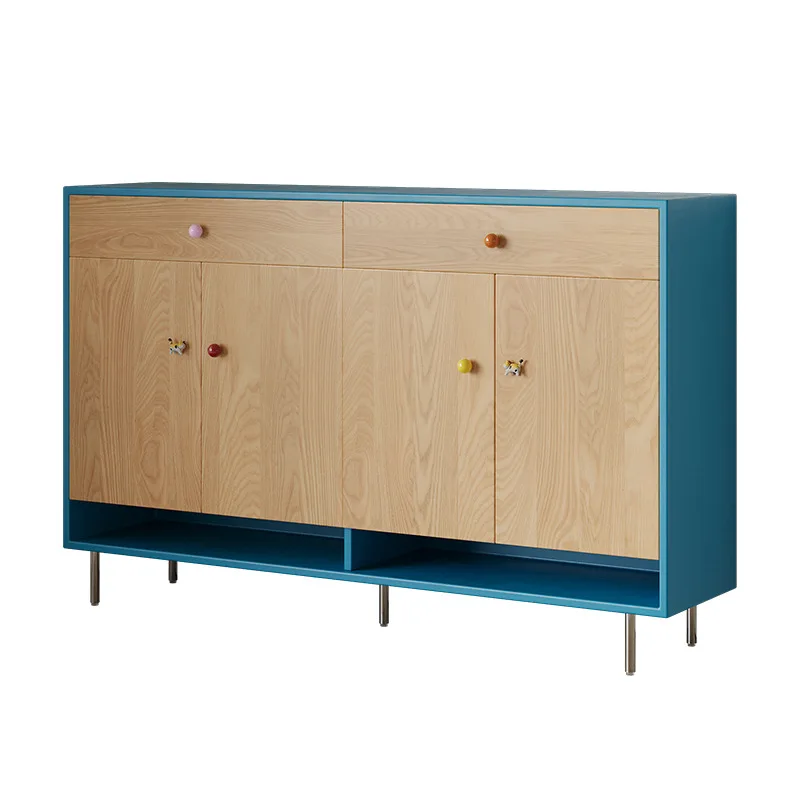 

shoe cabinet household door solid wood large-capacity locker, custom log wind shoe rack entrance storage cabinet