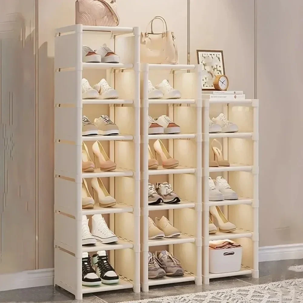 Stackable Shoe Rack Multiple Layers Dust-Proof Shoes Organizer Rack Space Saving For Wall Corner Multi Functional Shoe Cabinet