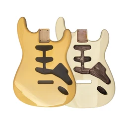 Alder ST Guitar Body, SSS Glossy Electric Guitar Part, Vintage Yellow Guitar Replacement for Stratocaster Style DIY