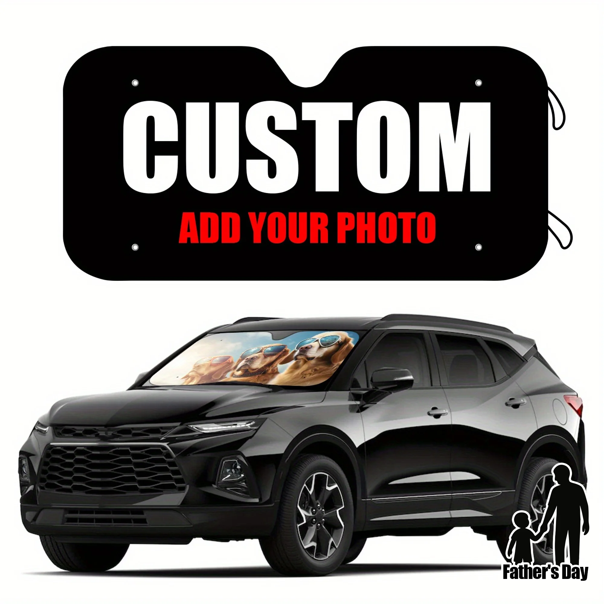 

(Custom Photo) 1pc Personalized Car Windshield Sun Shade With Accessories 4 Free Suction Cups Custom Photo Front Window Auto Sun