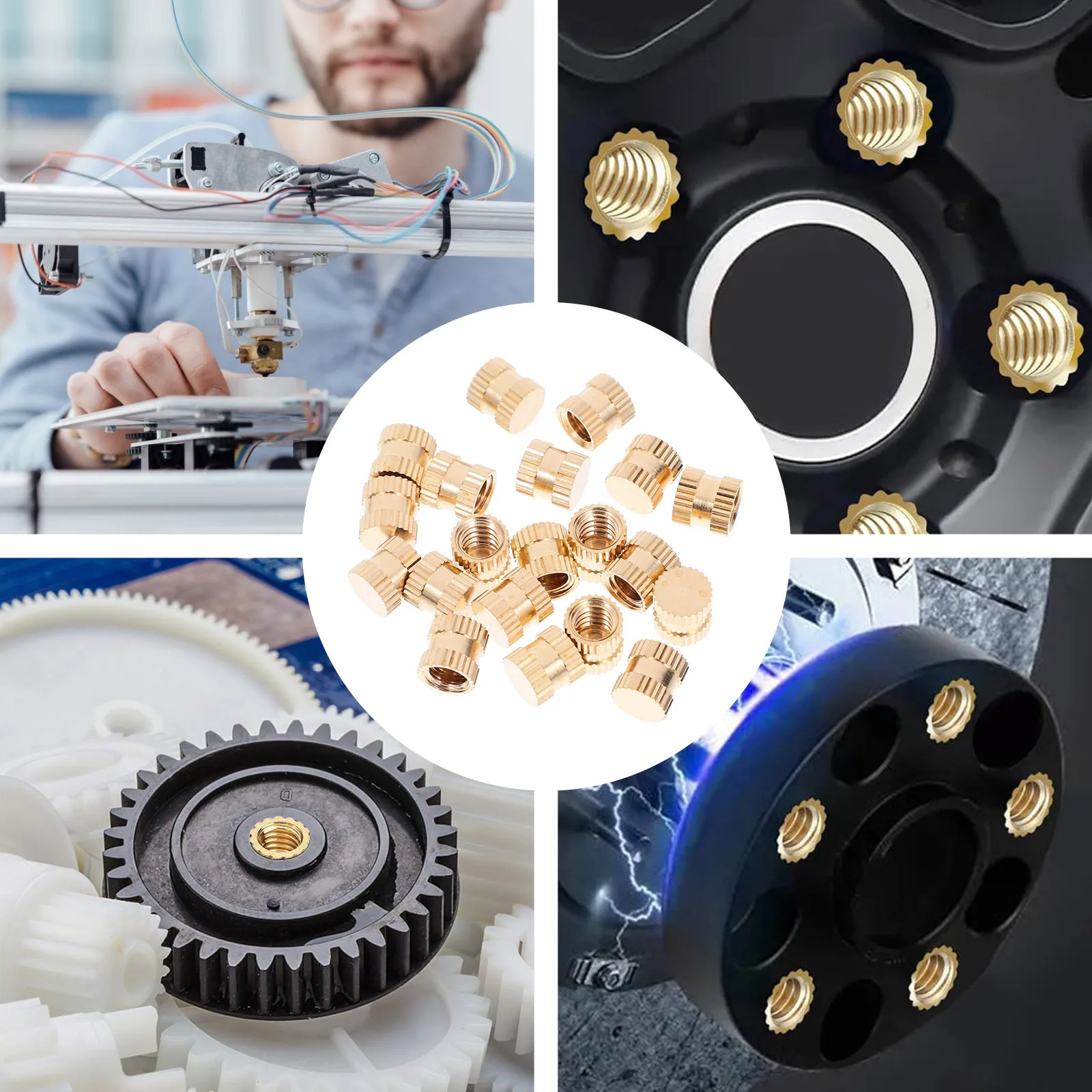 

20Pcs Threaded Inserts Nut Embedment Heat Set Insert 8x8mm Brass Female Thread Replacement Threaded Inserts for Plastic Wood