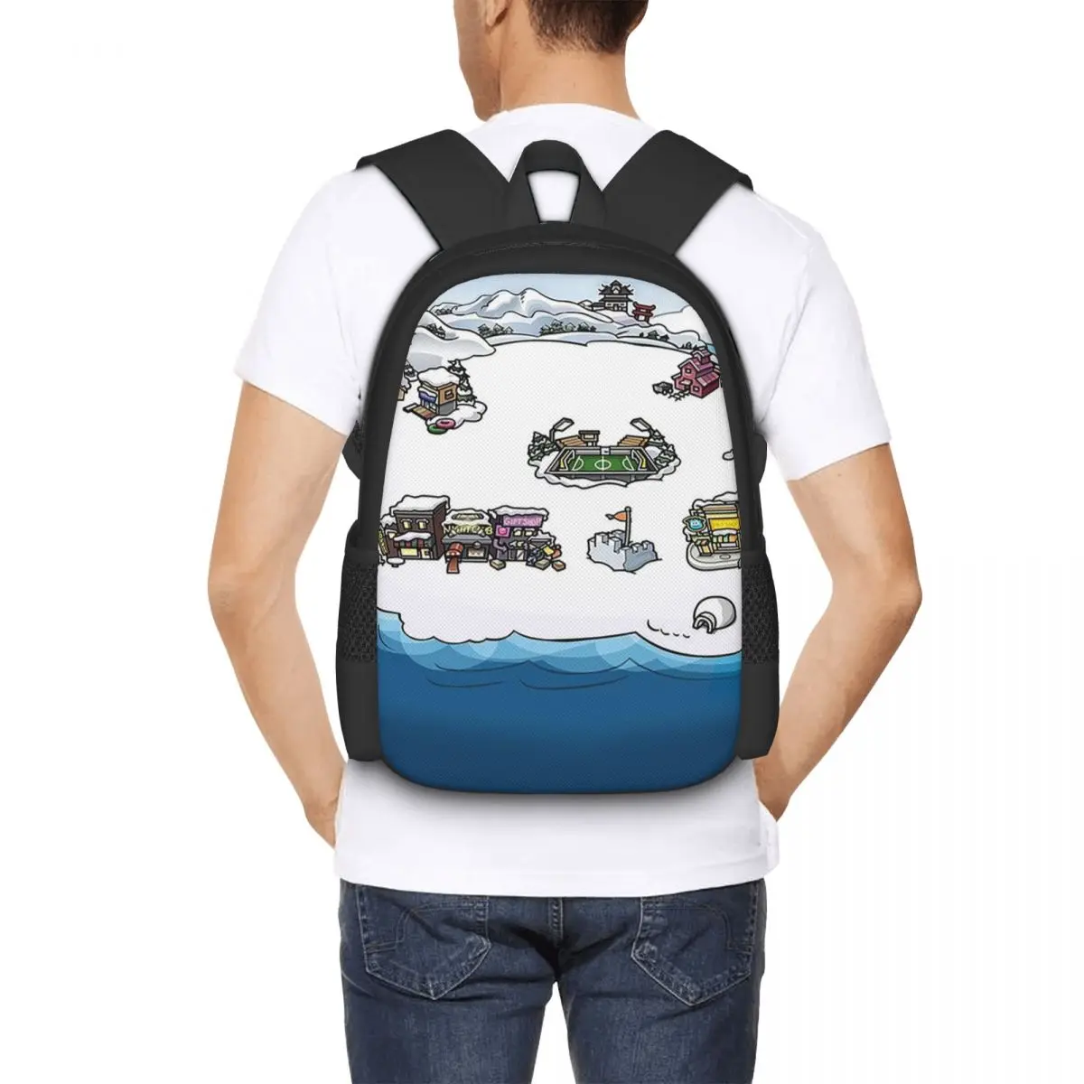 Club Penguin M Backpack Hot Sale Daypack Large Capacity Boys Girls BookBag School Bag Shoulder Bags for Men Women