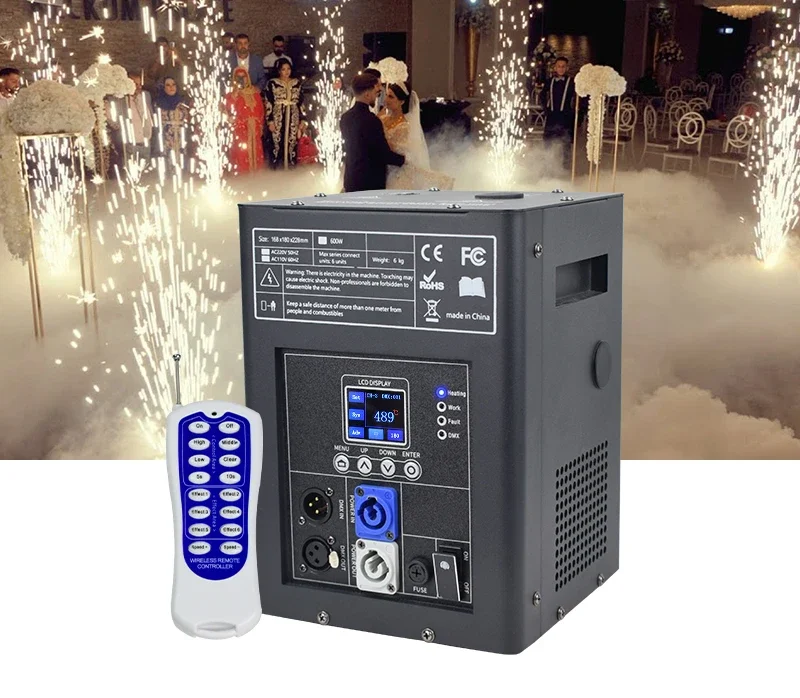 Stage Equipment 750W Black DMX Sparklers Fire Works Cold Spark Machine with Remote Control