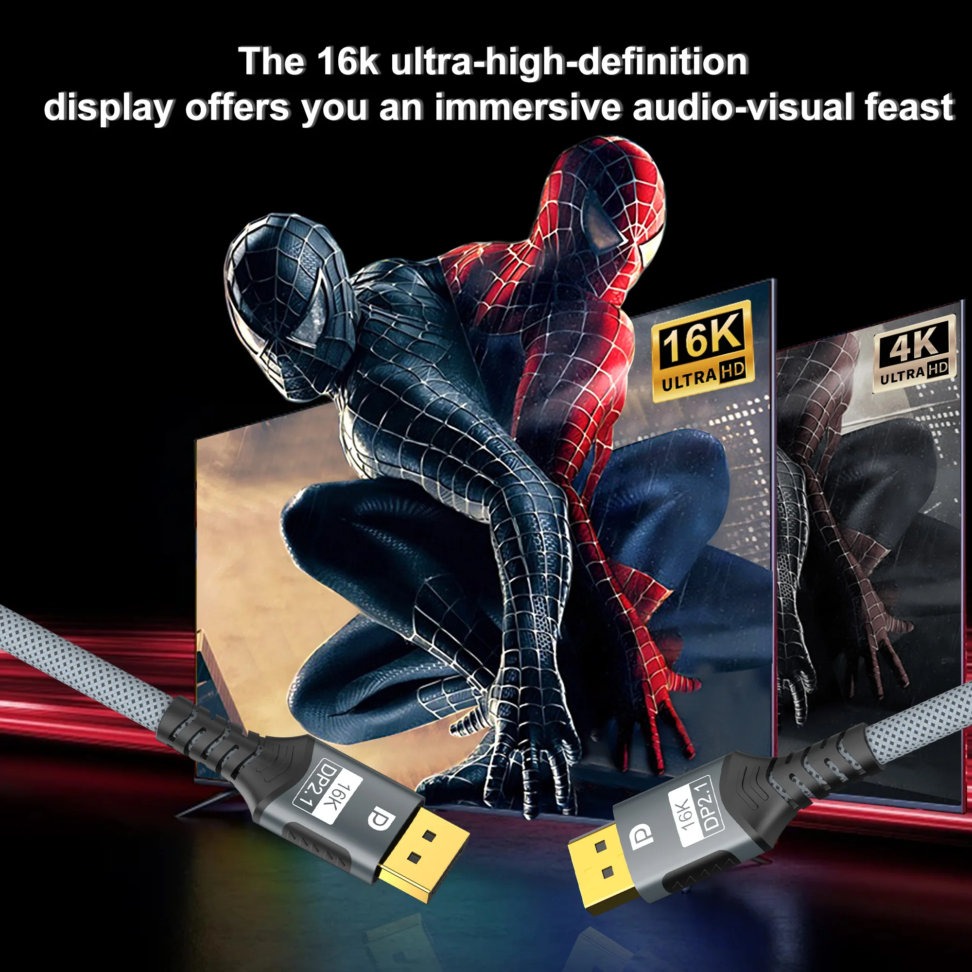 Cable 16K DP 2.1 54Gbps 8K@60Hz 4K@240Hz 2K@360Hz Cable DisplayPort de alta velocidad de actualización para monitor de juegos PC portátil