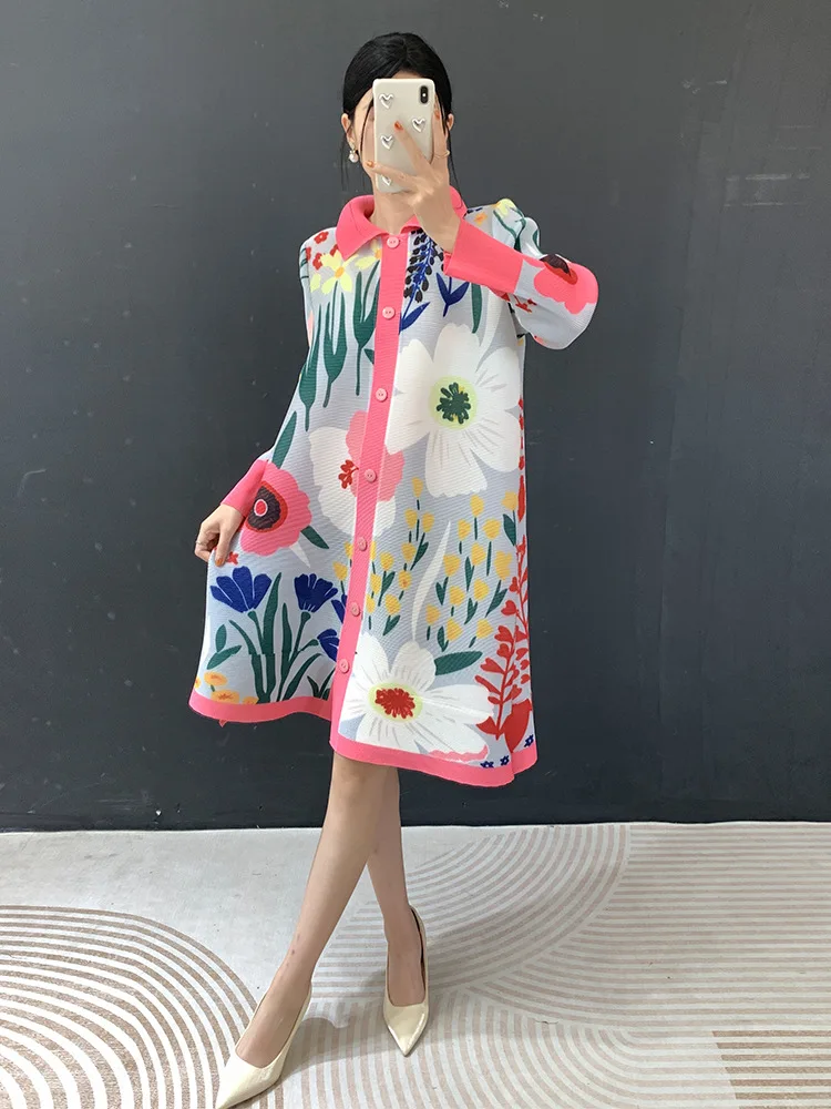 

Плиссированное женское платье с геометрическим принтом, свободного кроя, из эластичной ткани, модное, элегантное, лето 2026