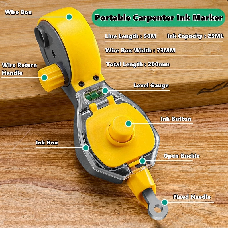 Construction Measuring Tools Ink Marker Duct Woodworking Chalk Drawing Line Marker Carpenter Wood Scriber Nylon Wire Tool