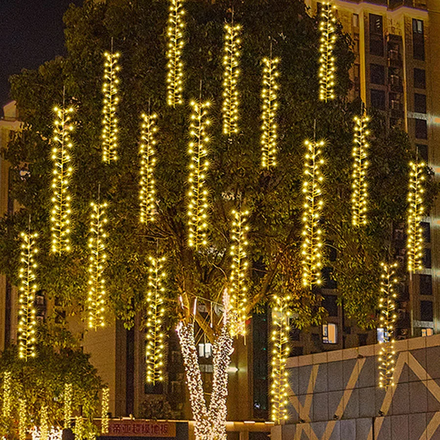 Luz de carámbano Led de Navidad para exteriores, luz de lluvia de meteoritos, guirnalda de luz de gota de lluvia que cae para jardín, vacaciones, fiesta, boda