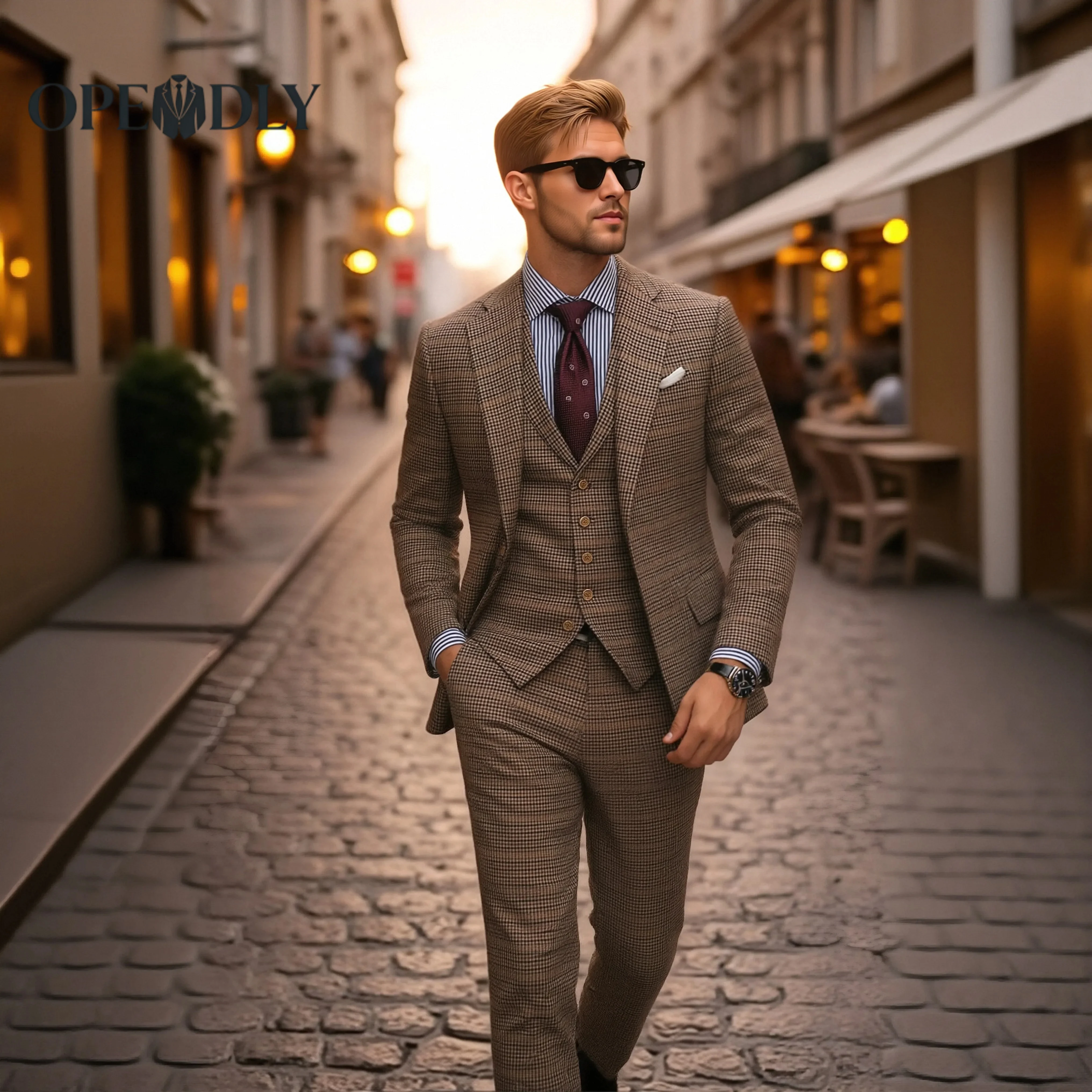 Custom Made Mens Three Piece Suit Slim Fit Wedding Groomsmen Attire Business Tuxedo Blazer Vest Pants