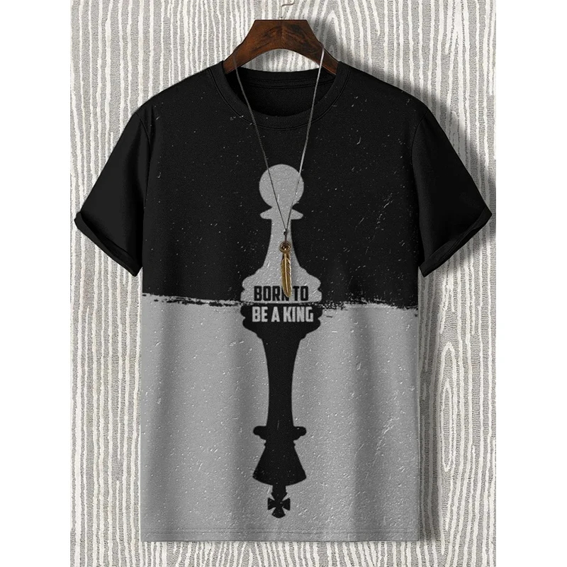 Streetwear T Shirt Y2K Hip Hop BORN TO BE A KING Letter Retro Graphic Print Oversized Tshirts Round Neck Short Sleeve Male Tops