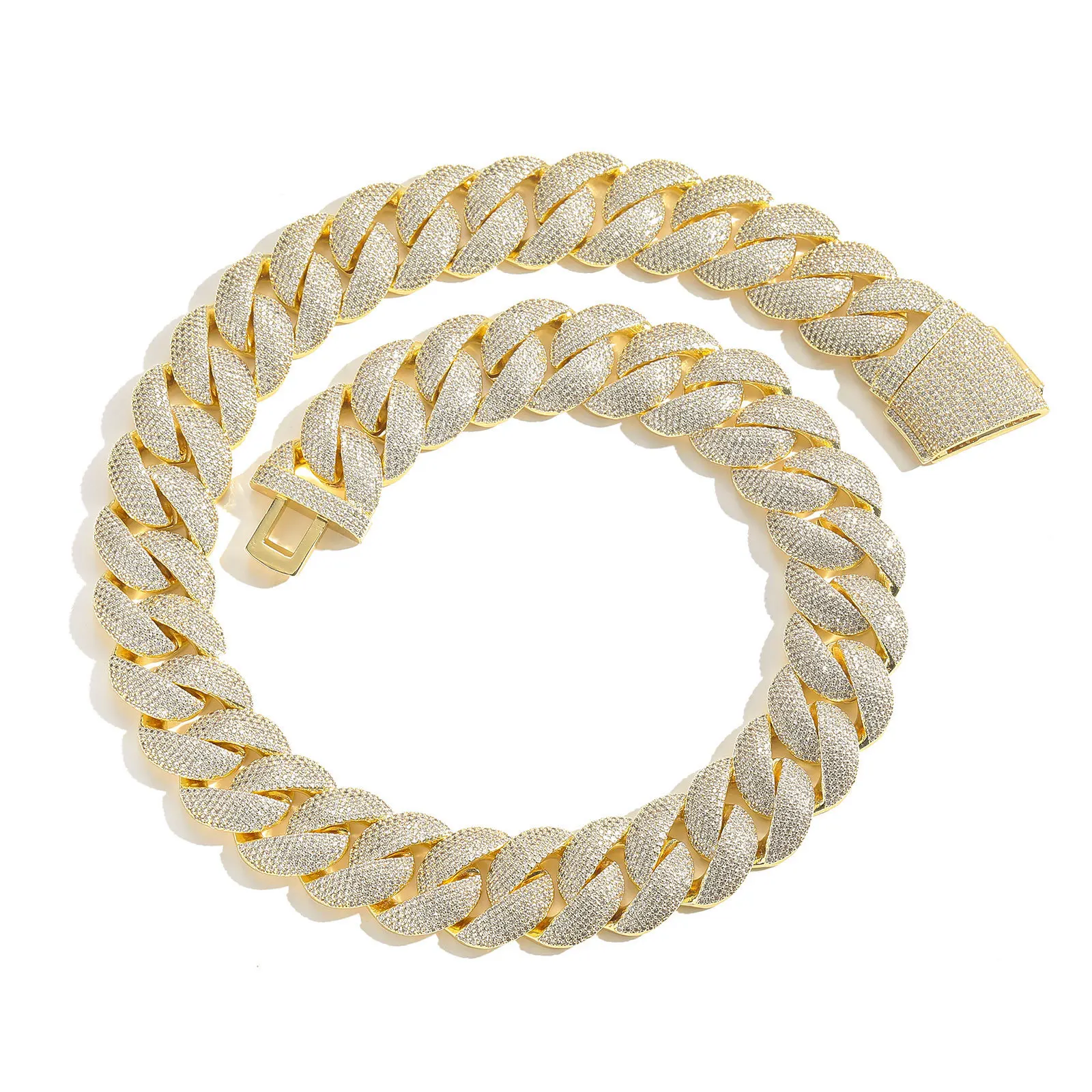 

Wholesale 22mm Miami Cuban Link Chain Bubble Necklace Bracelet Wholesale Women Men Rapper Gold Plated Jewelries