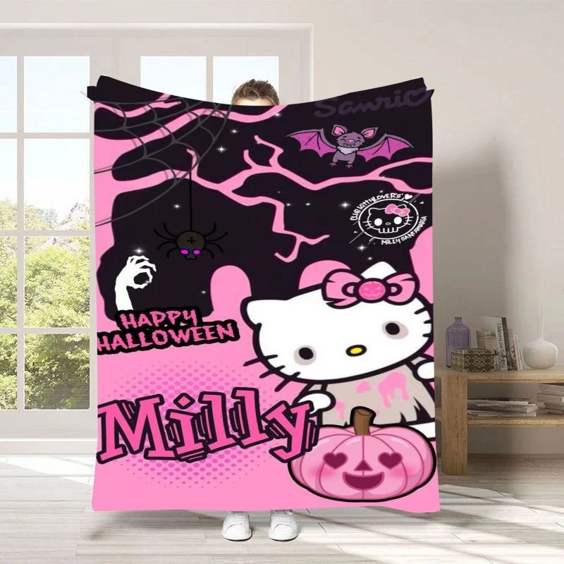 Sanrio Hello Kitty Cartoon Niedlicher Anime Film Kinder Verdickte Nickerchendecke Personalisierte Kreative Kawaii Halloween Decke Geschenk