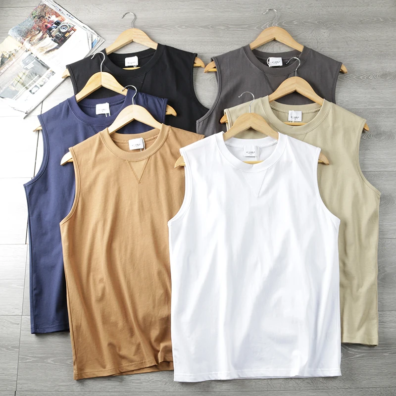 

Classic Retro Cotton Tank Top for Men 20g Pure Cotton round Ne Svel Summer Sportswear Versatile Color Base Layer
