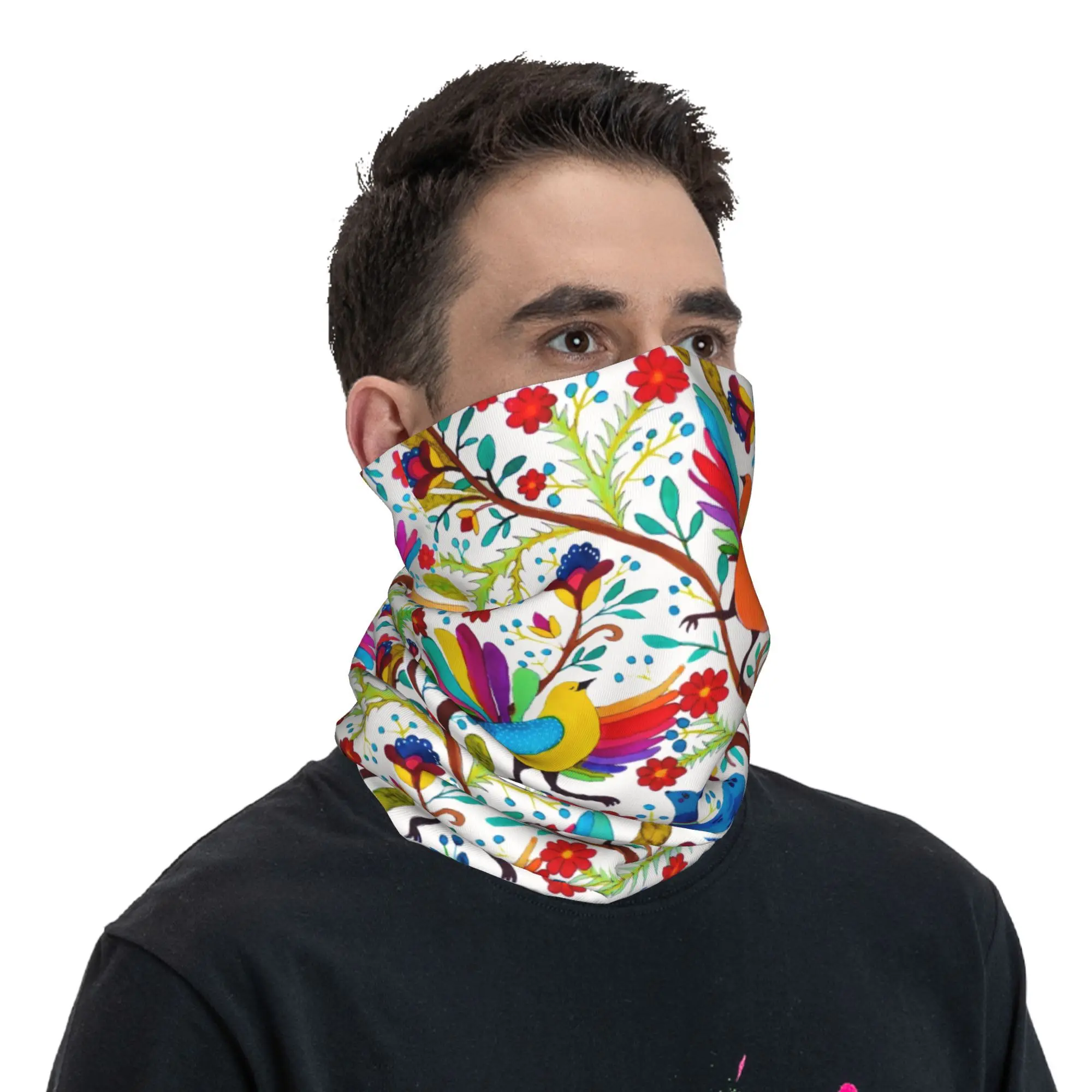 Personalizado mexicano otomi flores amate inverno bandana pescoço mais quente esqui ciclismo tubo cachecol méxico têxtil rosto bandana gaiter