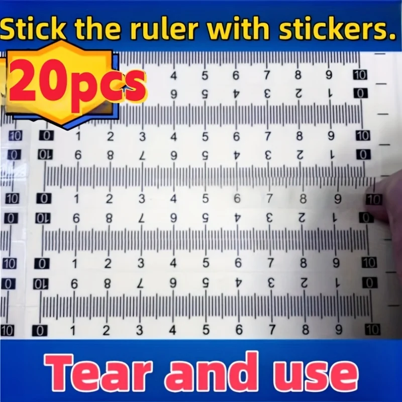 20PCS Self-Adhesive Ruler Stickers, 0-10/15cm Scale Labels for Measuring, Crafts, DIY Projects and Laboratory Use