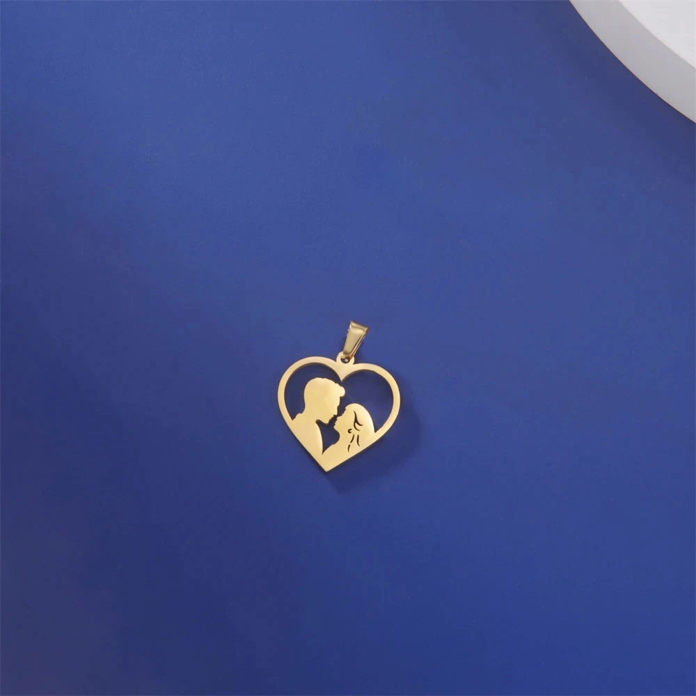 EUEAVAN-colgantes románticos de acero inoxidable para amantes, dijes de corazón de amor para collar, fabricación de joyas, suministros de bricolaje, 1 unidad