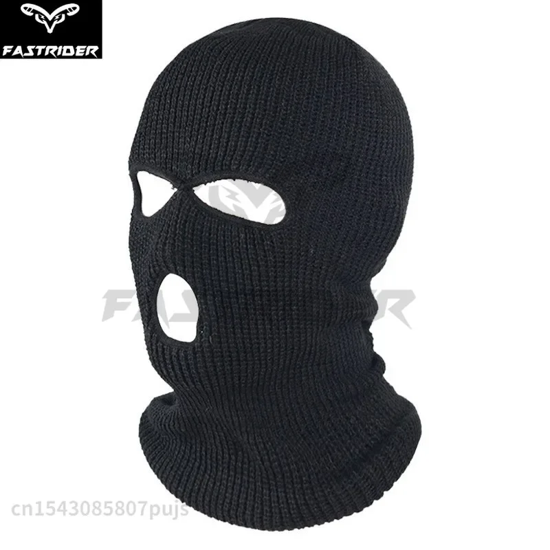 Warm Headgear Three-Hole Woolen Hat for Men Winter Outdoor Motocycle Riding Face Mask Knitted Cap for Women