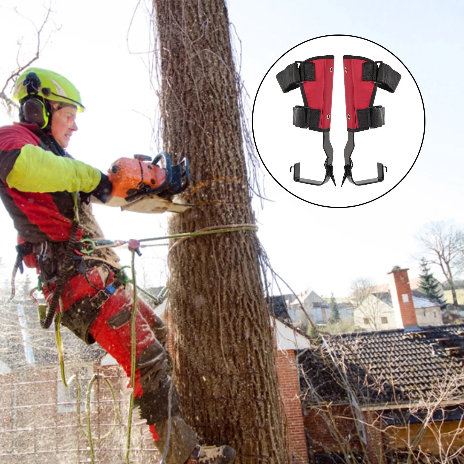 Set di attrezzi da arrampicata per alberi attrezzatura da arrampicata per alberi con cintura punte da arrampicata per alberi palo regolabile scarpe da arrampicata pedale antiscivolo per