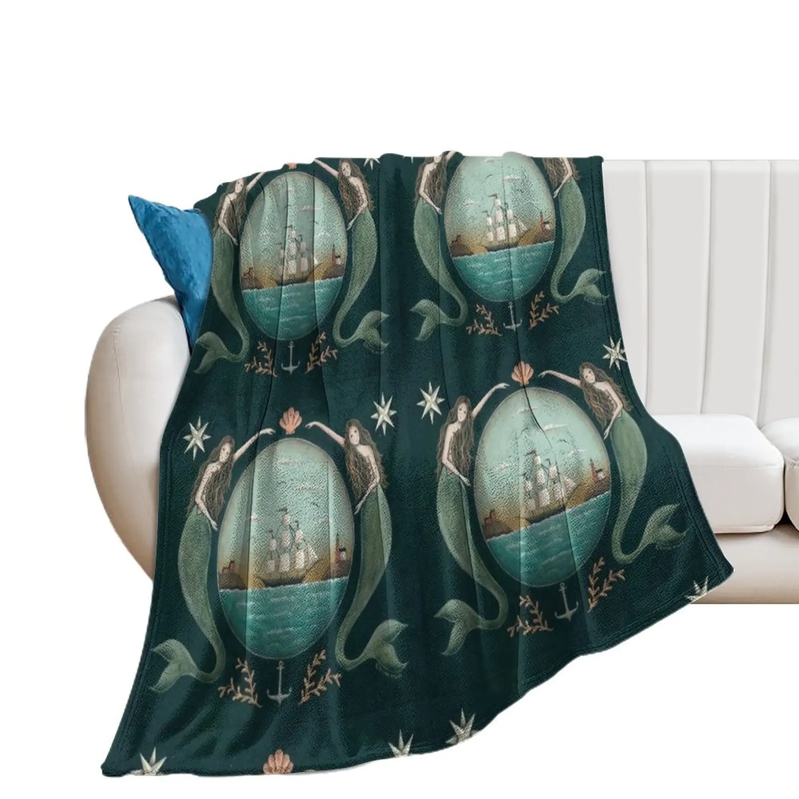 

Sirens of the Sea by Donna Atkins Throw Blanket Extra Large Throw blankets ands Blankets