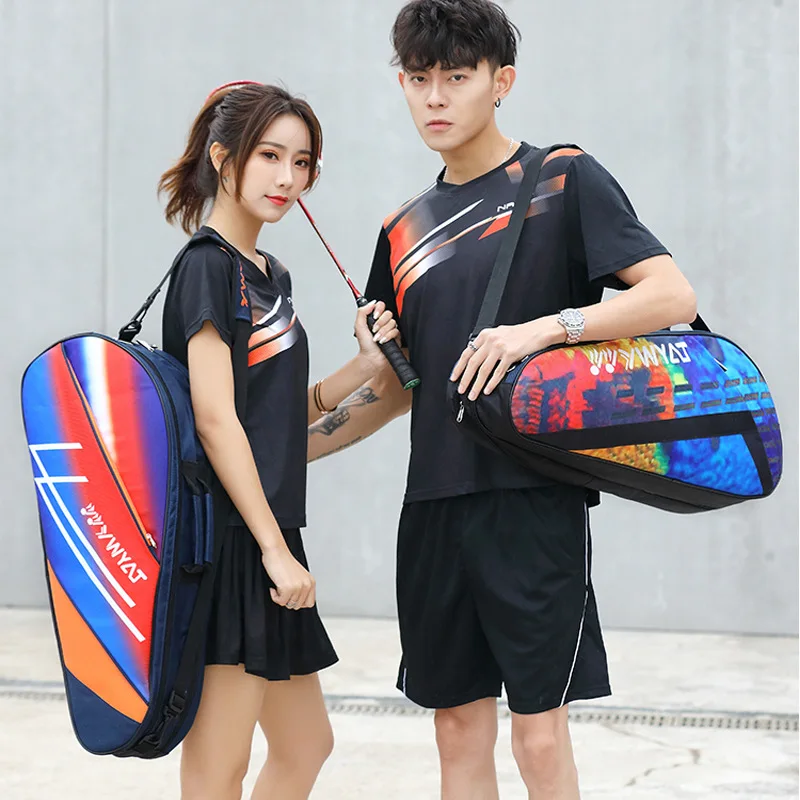 Unisex Sports Shoulder Backpack Fits Up To 3 Rackets, Large Capacity Stain Resistant Easy Clean Badminton Tennis Bag for Gym
