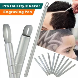 1 Pen with 10 Blades Hairstyle Engraved Professional Hair Trimmers Hair Styling Eyebrows Shaving Salon DIY Hairstyle Accessory