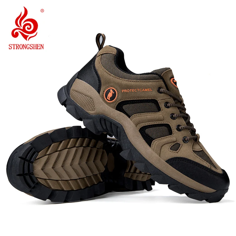 

STRONGSHEN Men Hiking Shoes Lace Up Men Sport Shoes Outdoor High Quality Non Slip Jogging Trekking Climbing Athletic Shoes