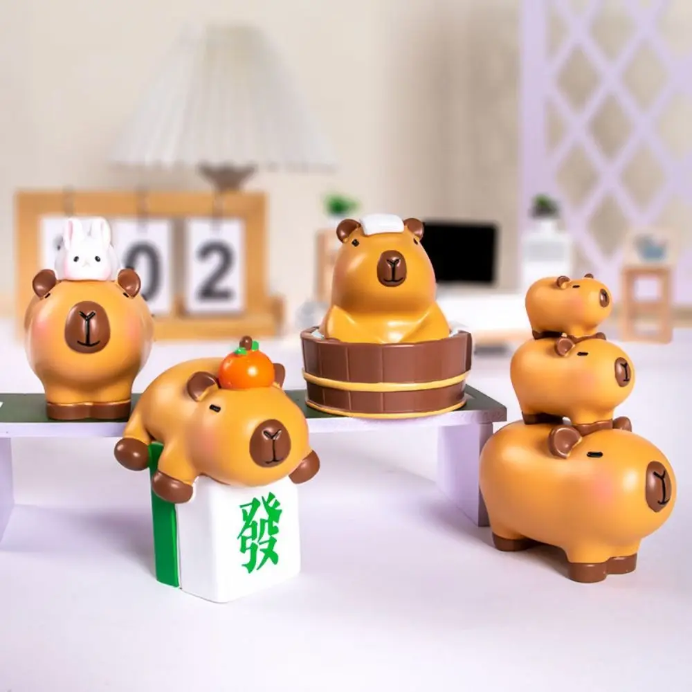 Cute Capybara Figurine Animals Model Creative Charm Micro Landscape Decoration with Box Cartoon Birthday Christmas Gift