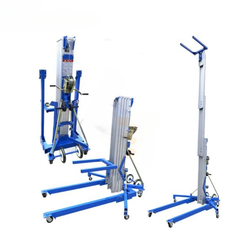 Single Mast Aluminum Lifting Equipment Aerial Manual Lifting Man Lifts