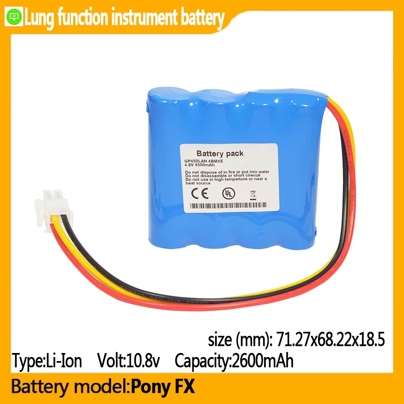 Pony FX capacity 3800mAh 4.8v NI-MH battery,suitable for Pony FX,GP450LAH4BMXE,Lung function instrument