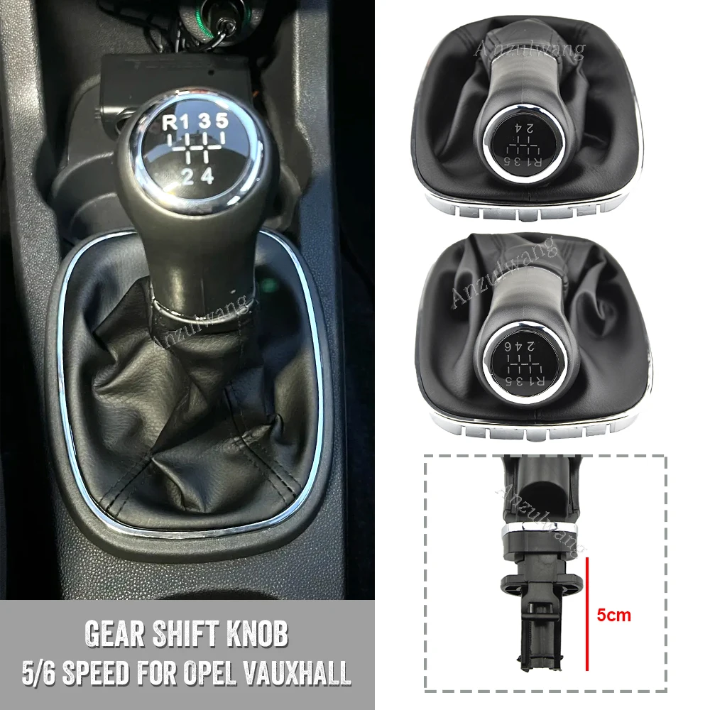 5/6 Speed Car Gear Shift Knob Shifter Gaitor Boot Cover Black Fit For Opel Corsa D 2006 2007 2008 2009 2010 2011 2012 2013 2014