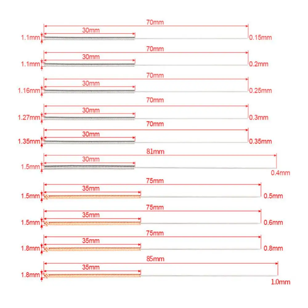 

Набор инструментов для очистки сопла экструдера принтера 0,15 мм 0,2 мм 0,25 мм 0,3 мм 0,35 мм 0,4 мм Иглы Щетка Пинцет для Ender 3 CR10