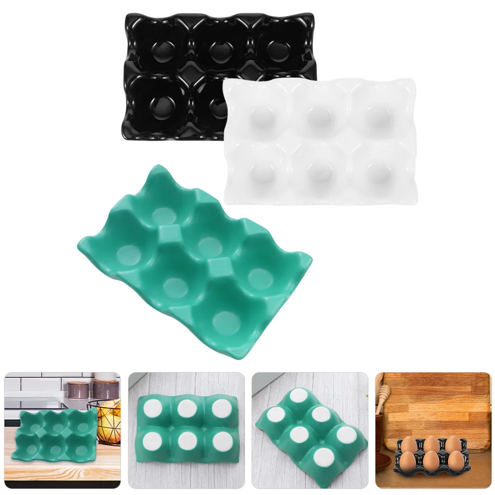 

3Pcs Egg Storage Holder Ceramic Egg Tray for Fresh Eggs Compact Design Fits Any Kitchen Space Easy to Clean Home Kitchenware