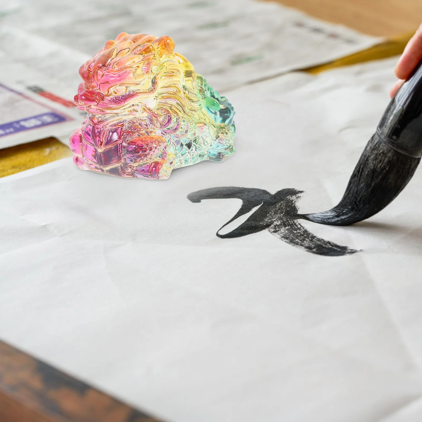 

Glass Dragon Ornament Desktop Decoration Elegant Colorful Glass Dragon Craft for Tabletop Room Display Photo Prop