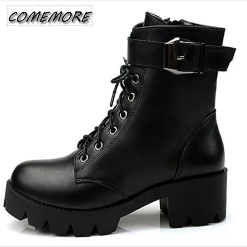 Women Boots Soft PU Leather Outdoor Shoes Motorcycle Street Outdoor Style Girls High Tube Boots Female Fashion Autumn Black Rome