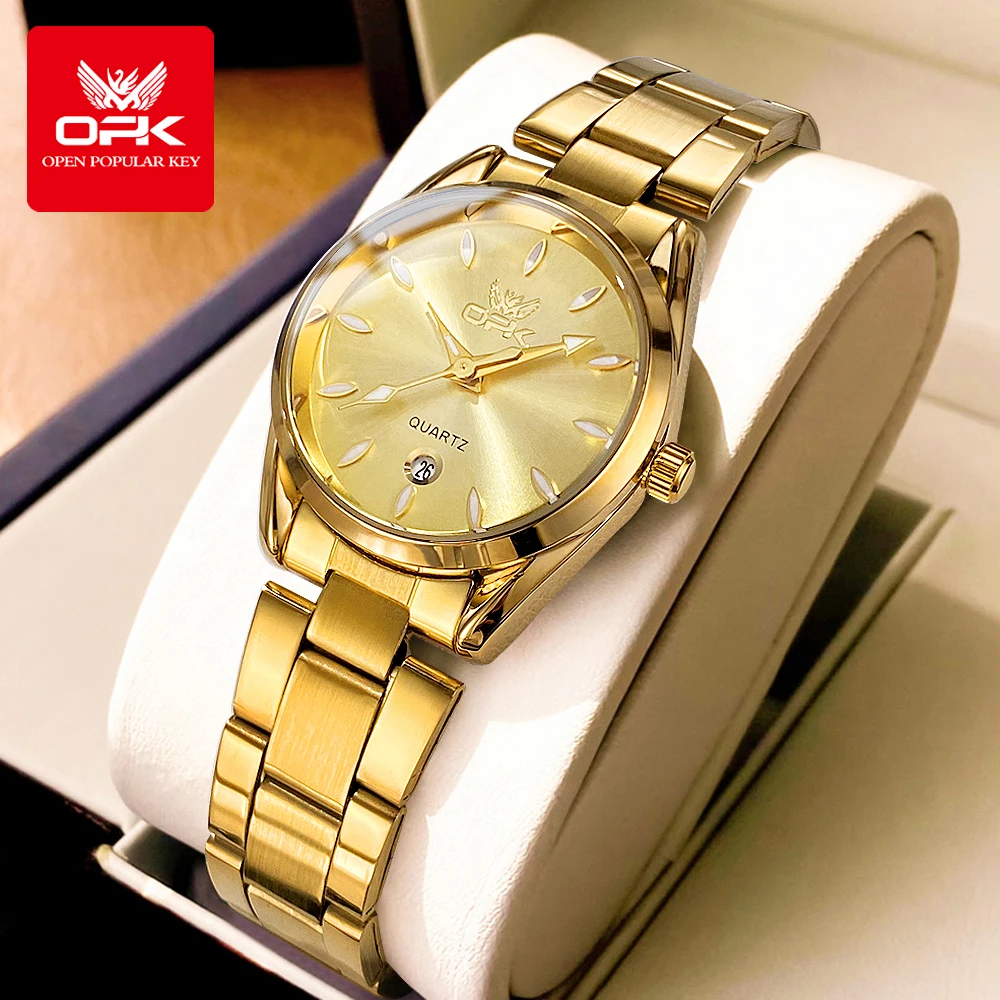 OPK 6038 Gold Women Watch Luxury Elegant Stainless steel Waterproof Quartz Watch for Women