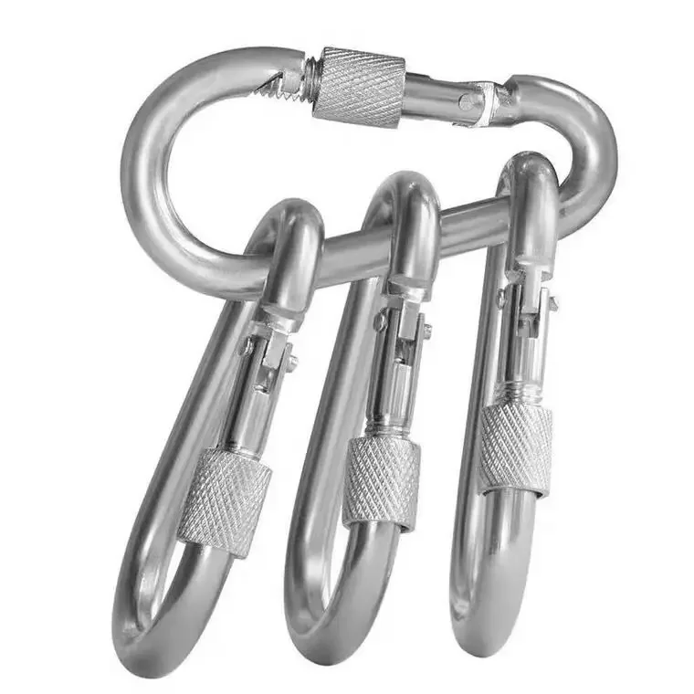 M6/M8/M10 Multifunctional 304 Stainless Steel Spring Snap Carabiner Quick Link Lock Ring Hook Snap Shackle Chain Fastener Hook