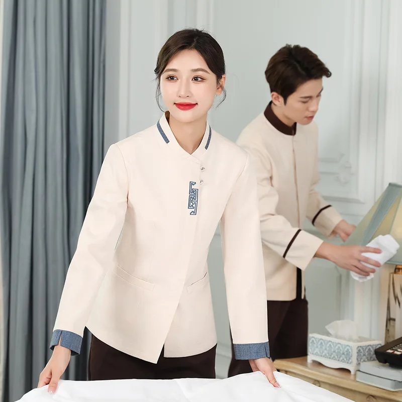 

Cleaning Work Clothes Female Hotel Guest Room Hospital Cleaner Aunt Long Sleeve Community Property Housekeeping Autumn and