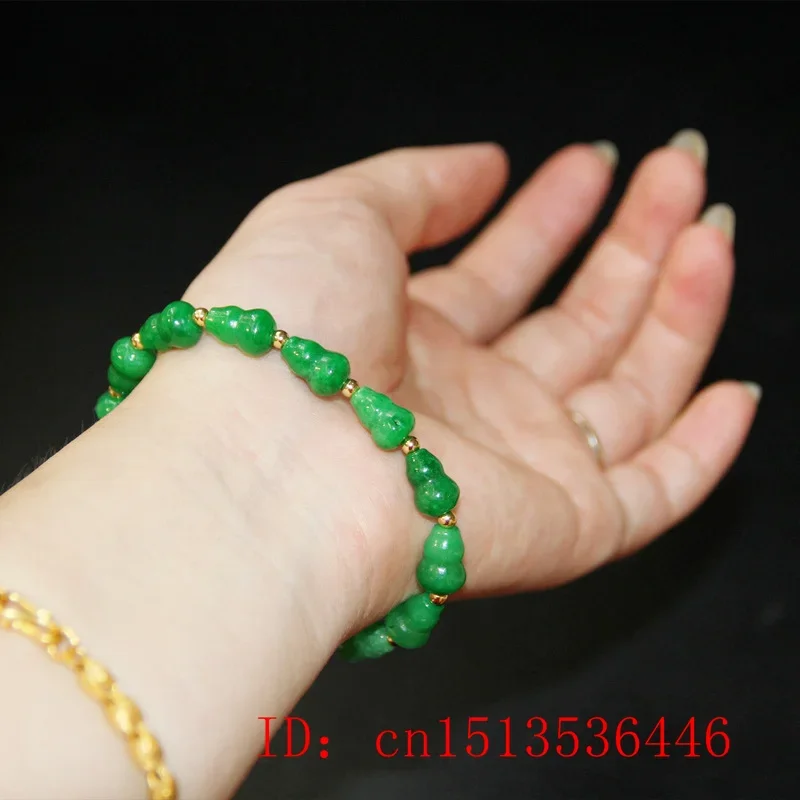 Green Jade Gourd Bracelets Women Bangle Bracelet Jewelry Elastic Bracelet Accessories DIY Natural Bead Gift Gemstone Amulets