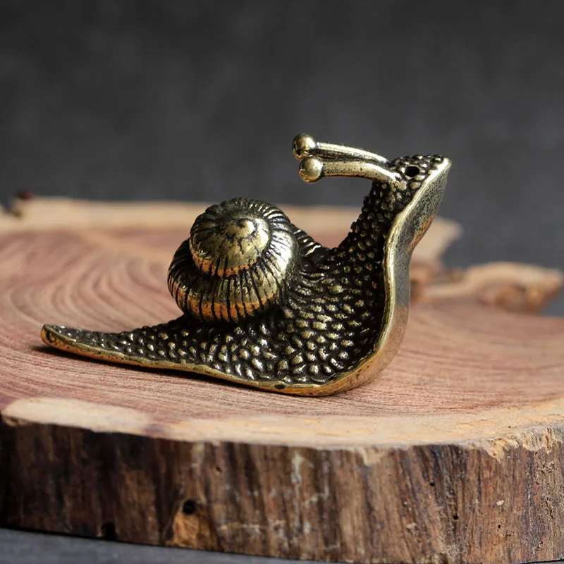 Solid Pure Brass Snail Figurines Small Ornament Office Accessories Antique Copper Tea Table Handicraft Gifts Desk Decoration