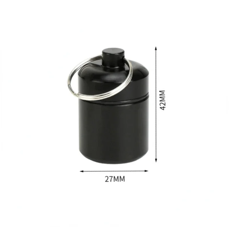 New Mini Portable Aluminum Waterproof Pill Box High Quality with Sealed Storage Flat Head and Keychain for Medicine Container