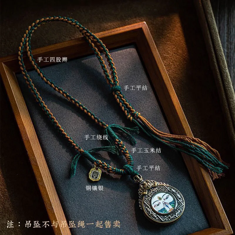 High-End Tibetan Hand-Knitted Rope Thangka Necklace Rope Amulet Pendant Rope Beeswax Pendant Rope Zachilam Sweater Chain