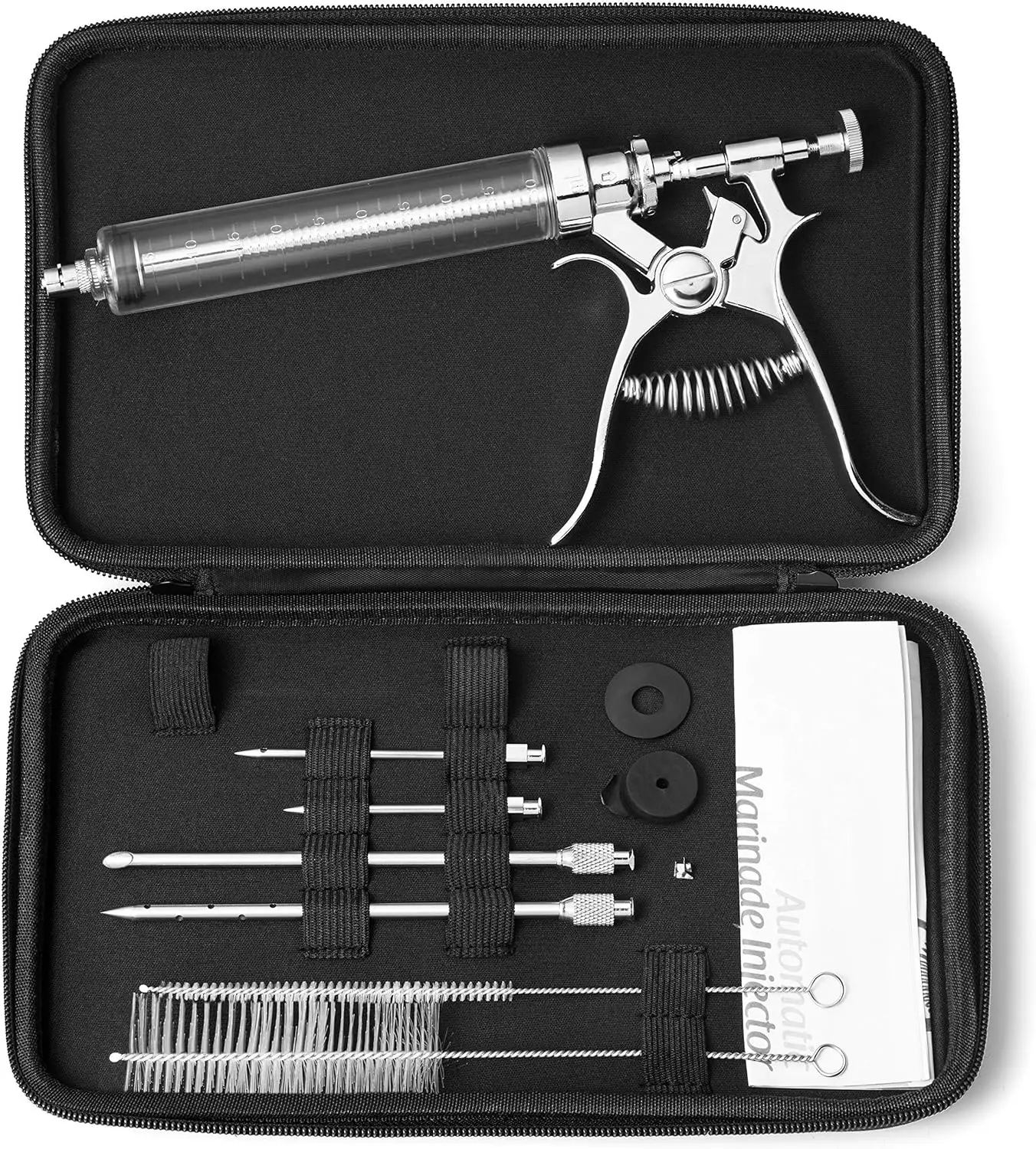 

Professional Automatic BBQ Meat Marinade Injector Gun Kit with Case, 2 oz Large Capacity Barrel and 4 Commercial Grade