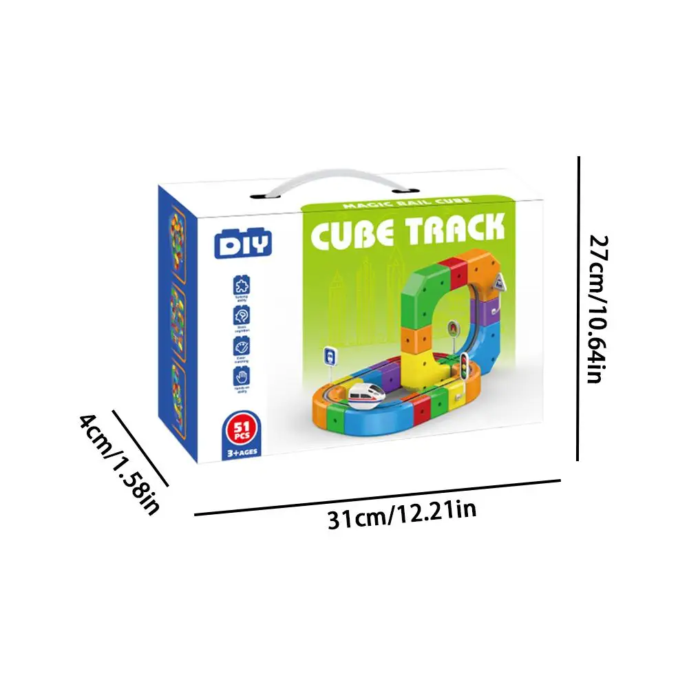 魔法の線路電車 USB充電式 3D組み立てトラック キューブレール STEM教育玩具 マジックトレイントラック 組み立てセット