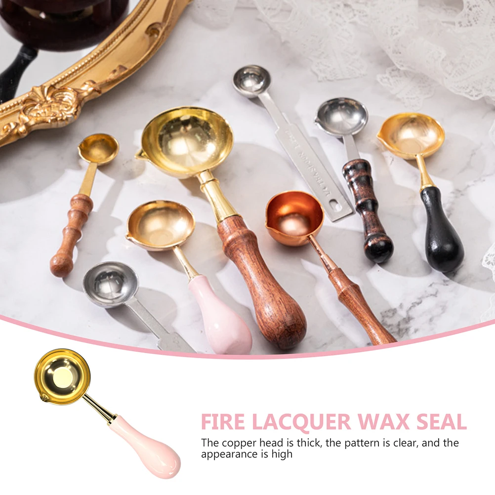 

Wax Spoon Chic Melting Seal Supply Wood Handle Scoops Candlestick Tool Iron Sealing Stamp Heater